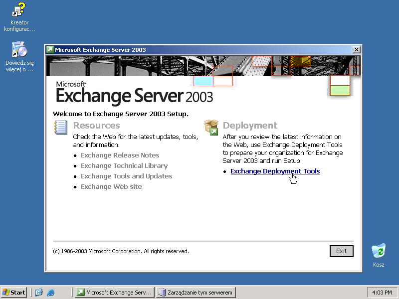 Konfiguracja serwera pocztowego Microsoft Exchange.