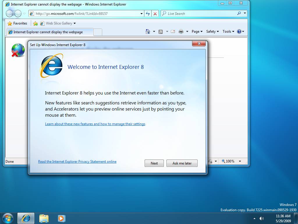 Zintegrowana przeglądarka Internet Explorer 8.