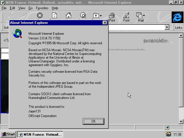 Wbudowana przeglądarka Internet Explorer w wersji 3.