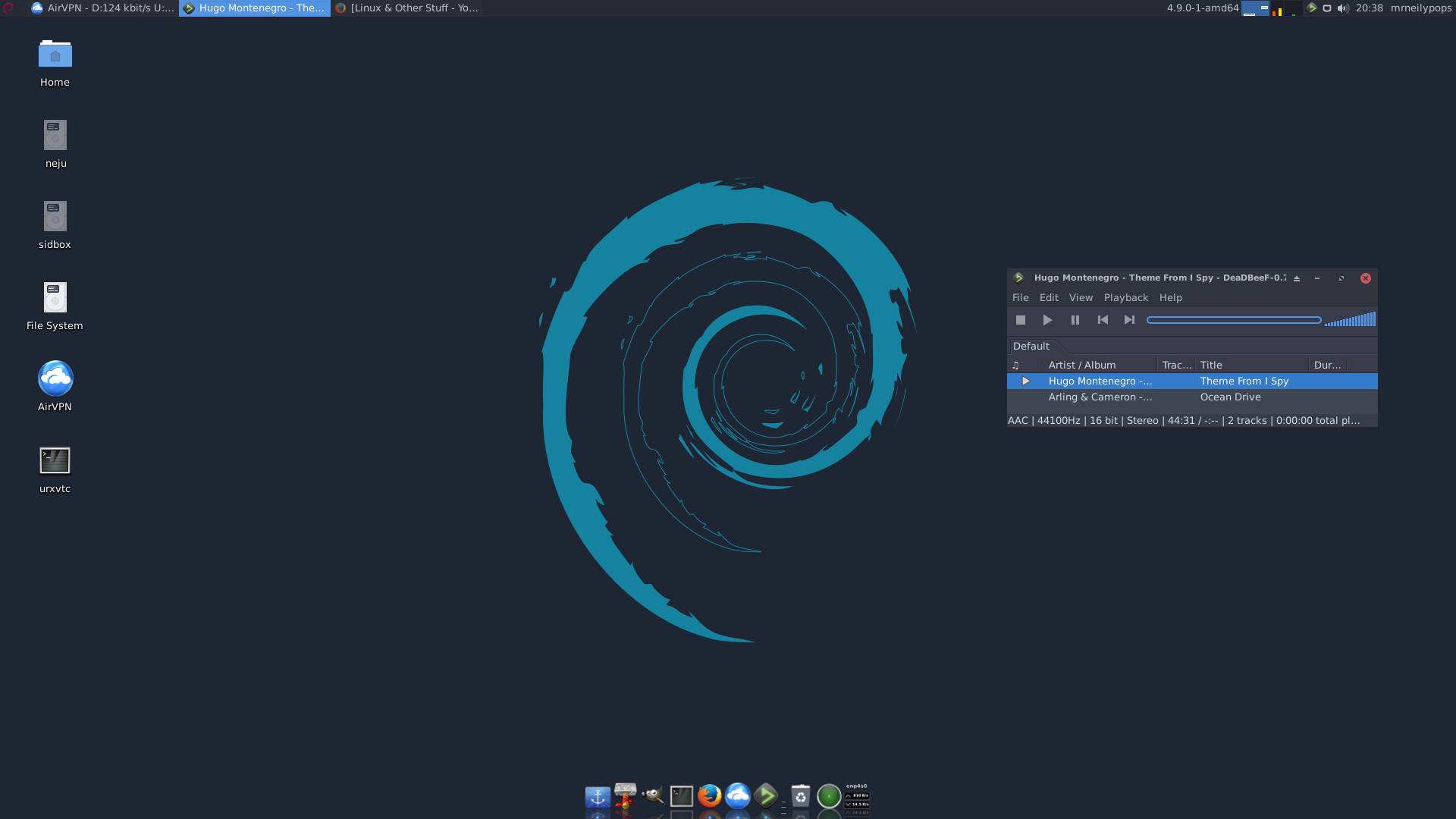 Alternatywny wygląd pulpitu systemu Debian oparty na środowsku GNOME.