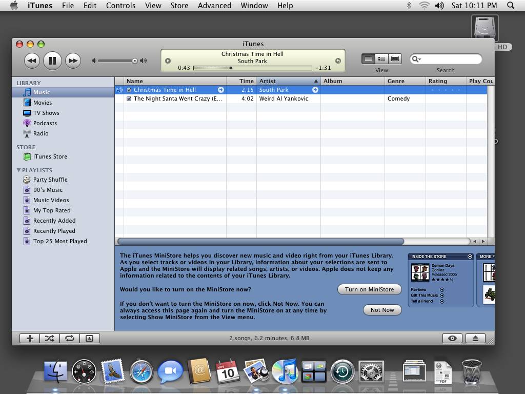 Zintegrowane usługi firmy Apple wraz z systemem, na zdjęciu- iTunes.