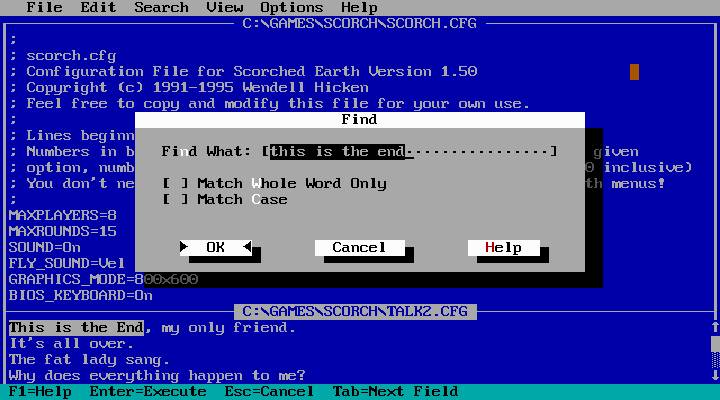 Edytor tekstu w DOS.