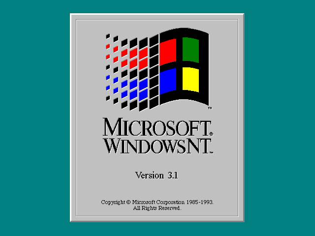 Ekran startowy systemu Windows NT 3.1.