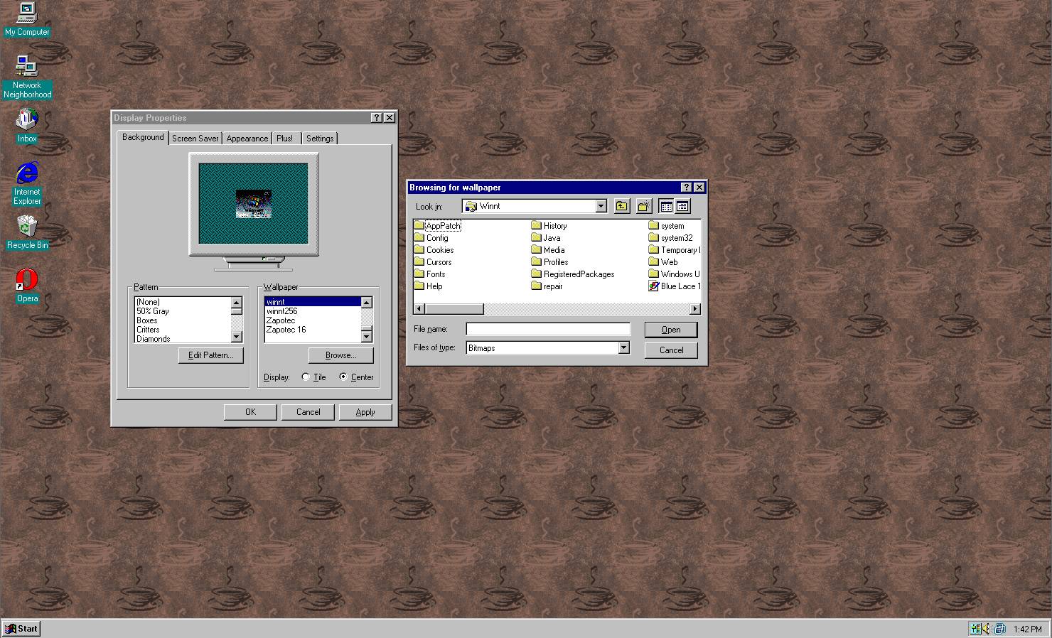 Personalizacja pulpitu (taka sama jak w Windows 95).