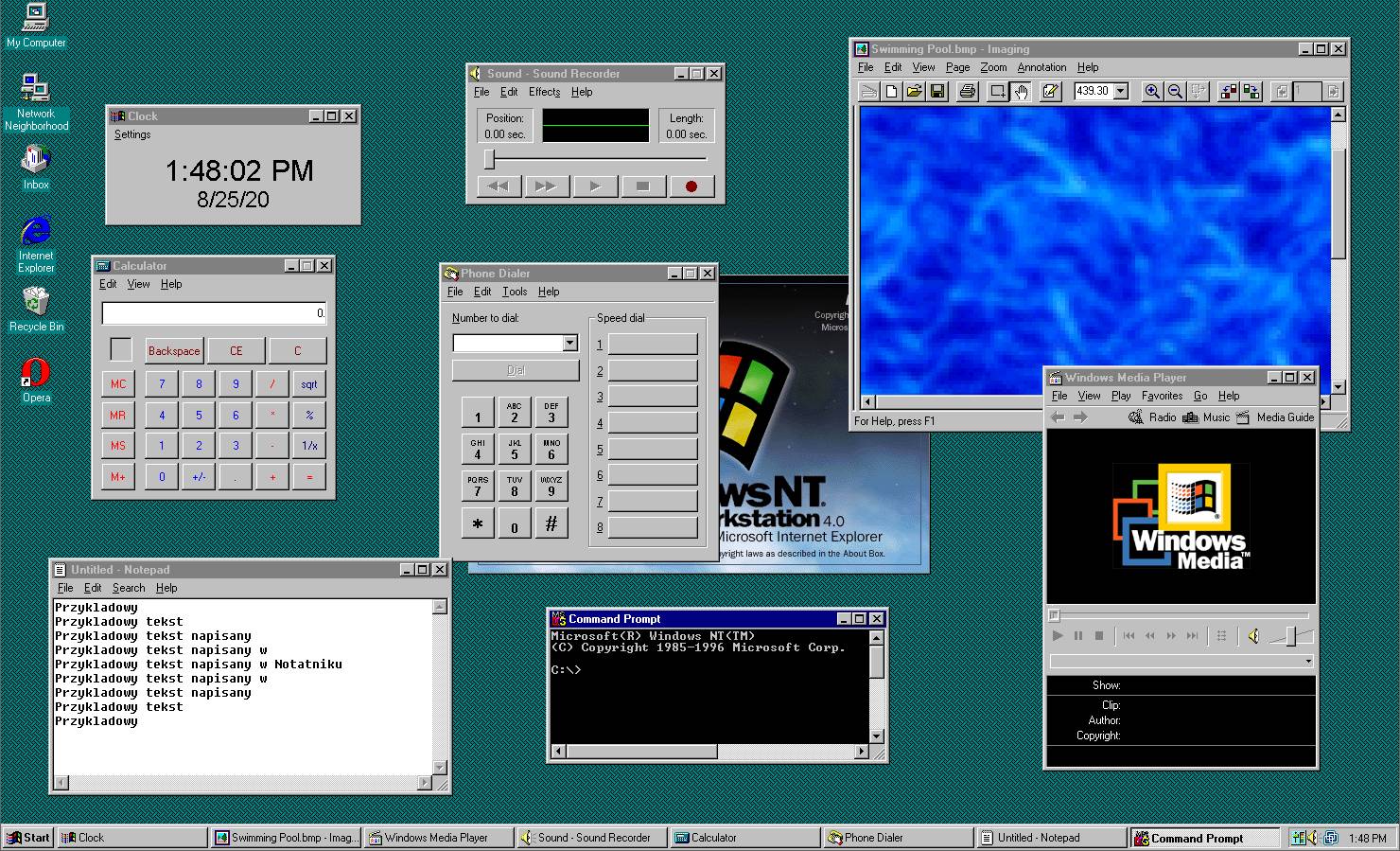Aplikacje systemowe dołączone do systemu, znane z Windows 95.