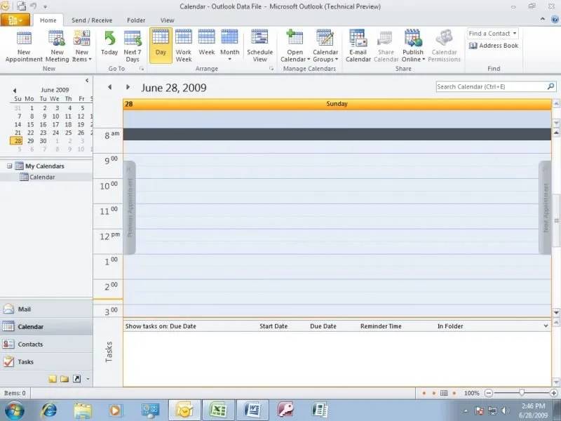 Widok kalendarza w programie Outlook.