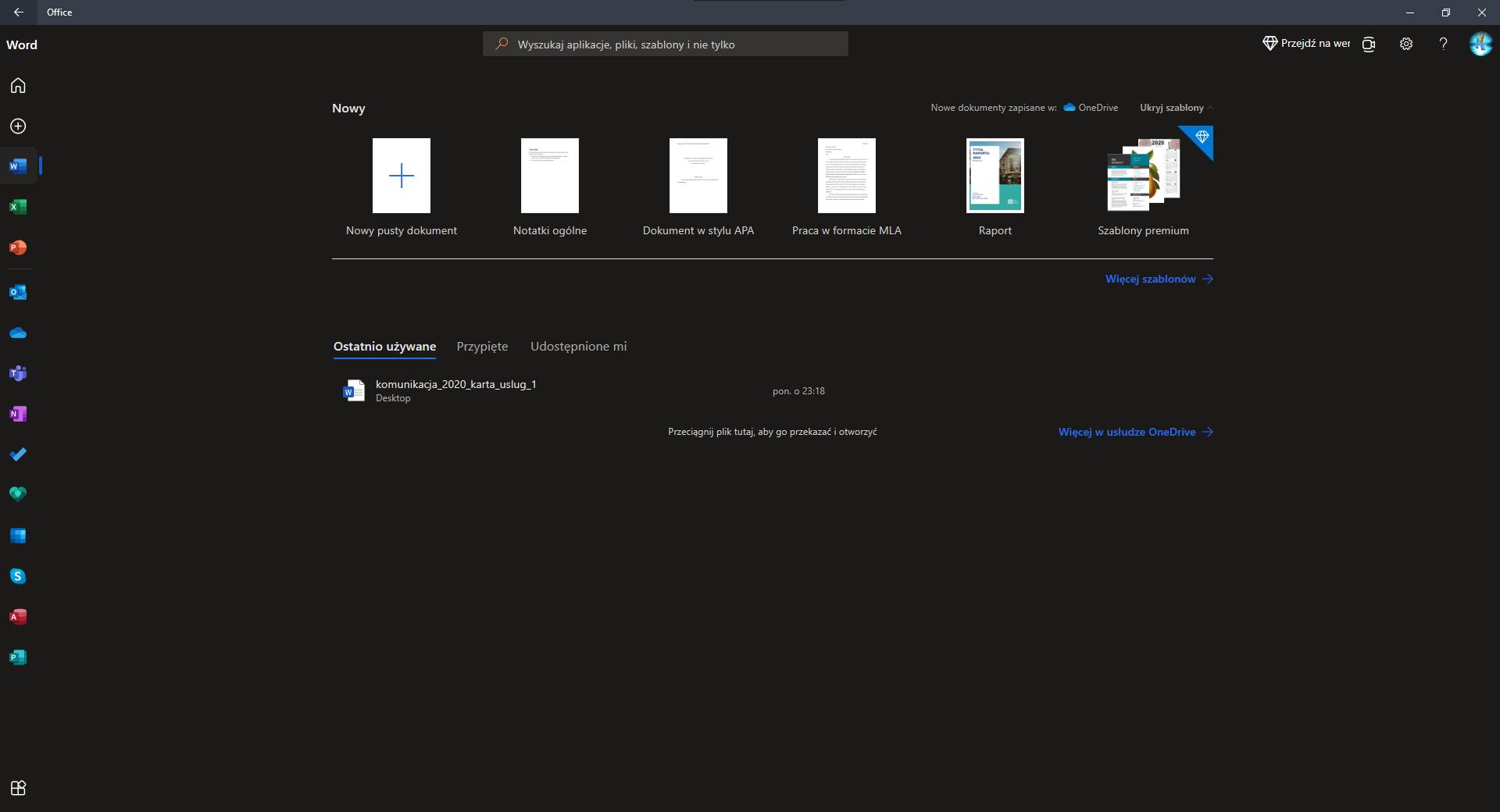Nowa aplikacja UWP wyświetlająca podgląd wszystkich dokumentów pakietu Office.
