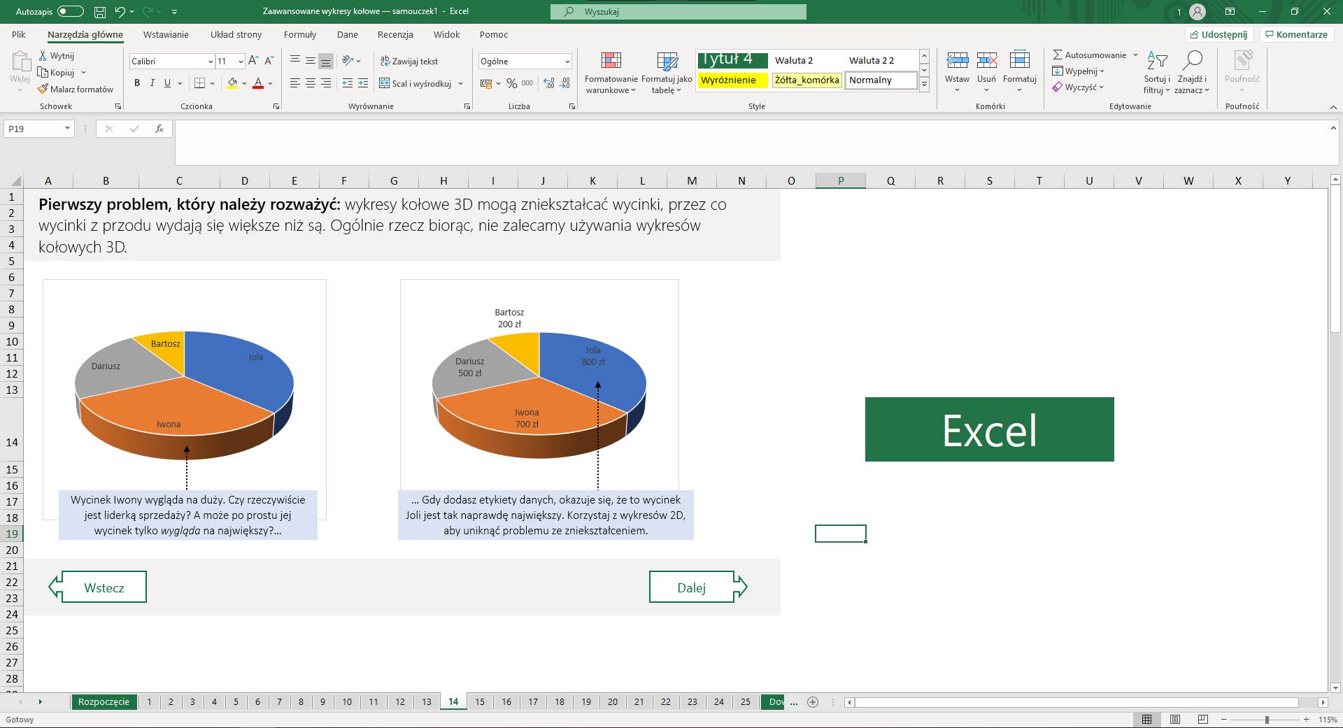 Samouczek uruchomiony w programie Excel.