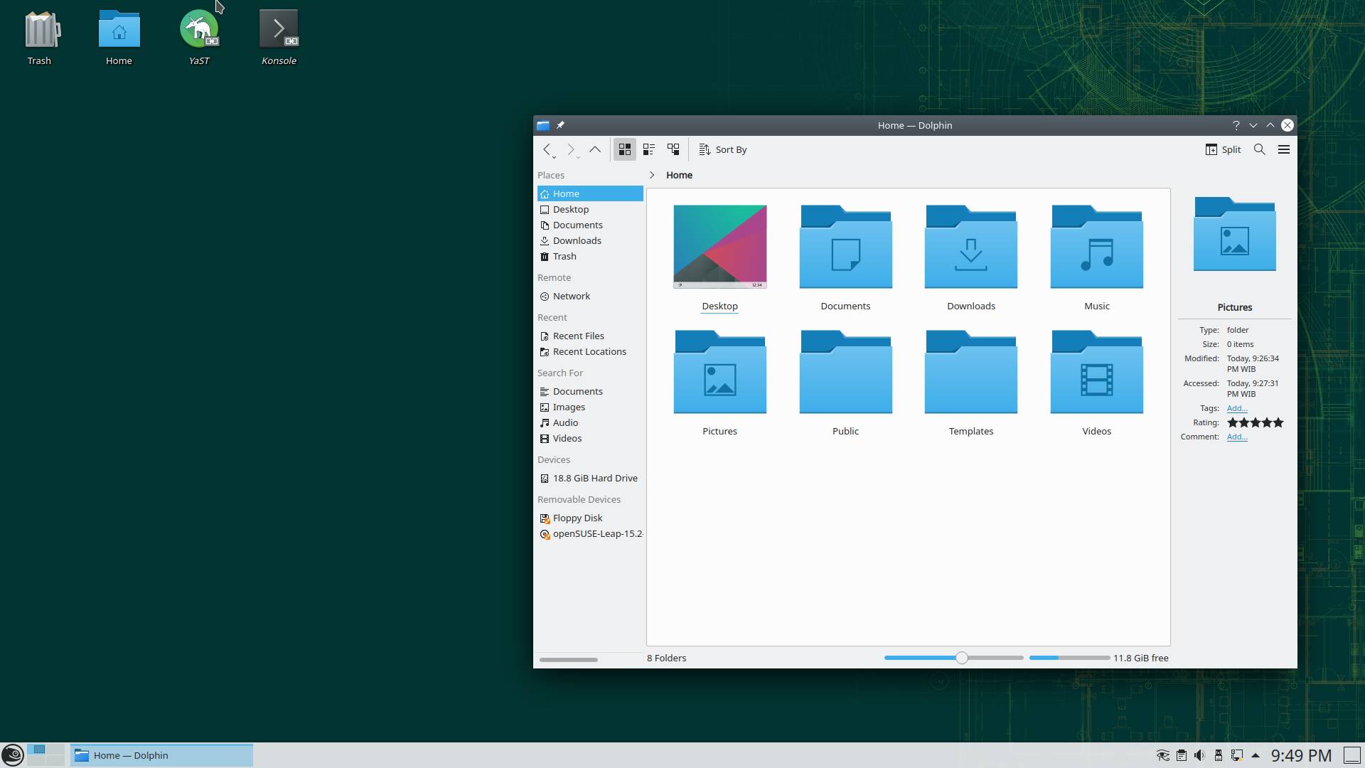 Środowisko graficzne GNOME, eksplorator plików.