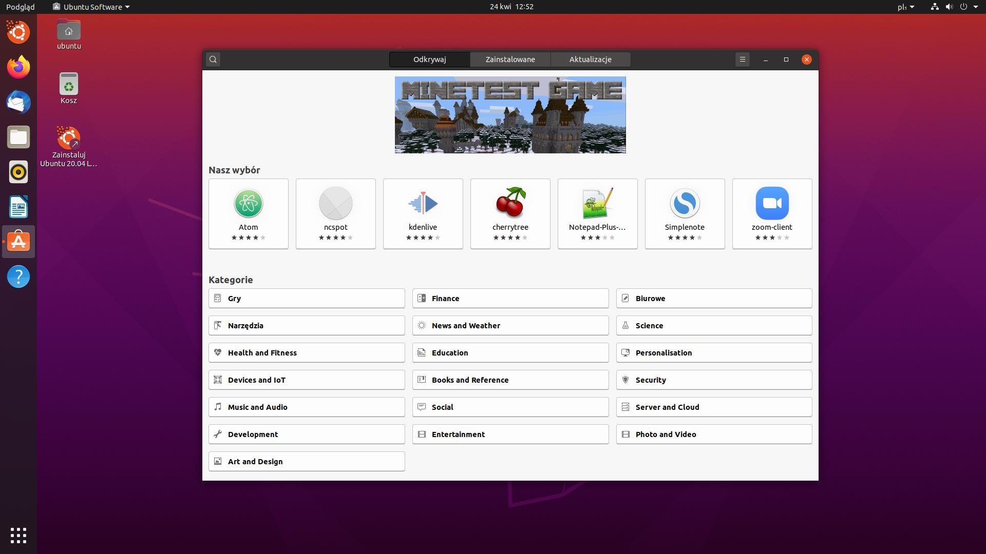 Sklep z aplikacjami dla systemu Ubuntu.