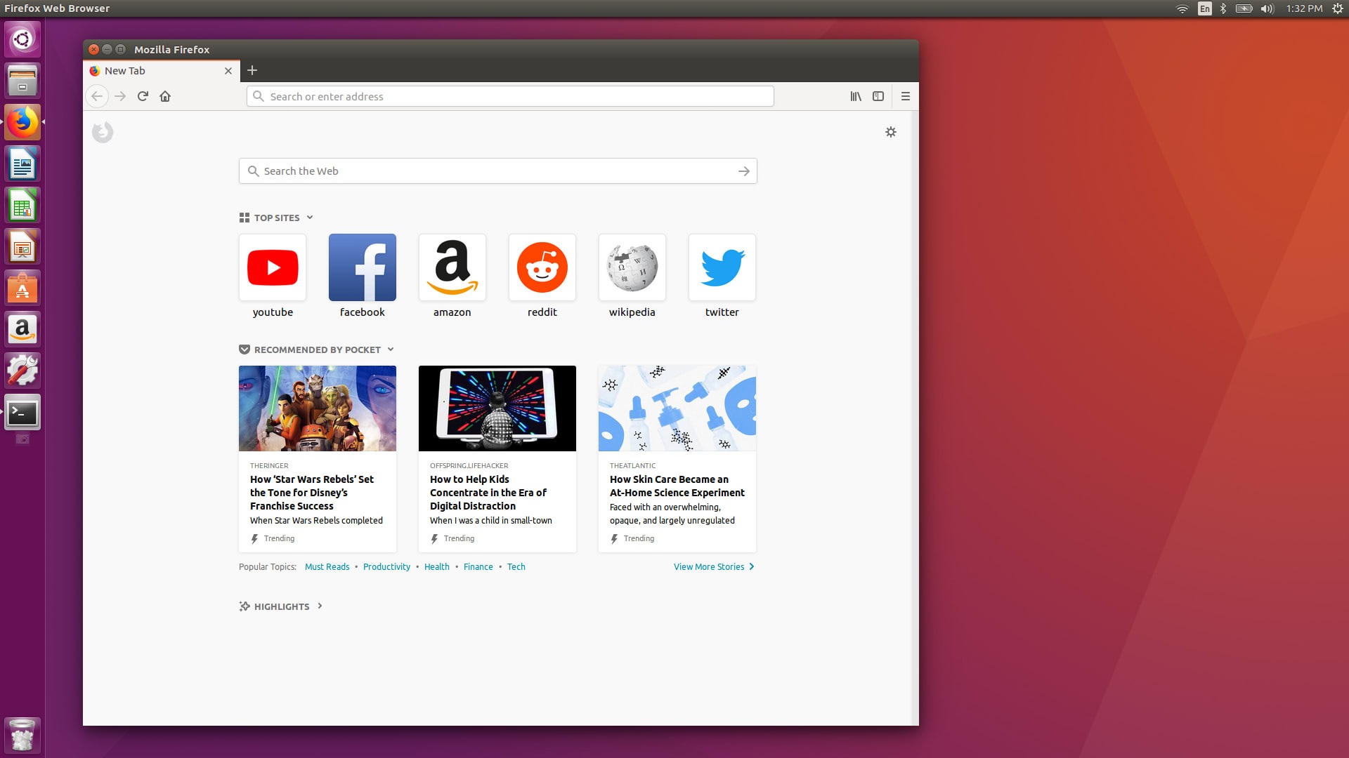 Domyślnie zainstalowana przeglądarka Firefox.