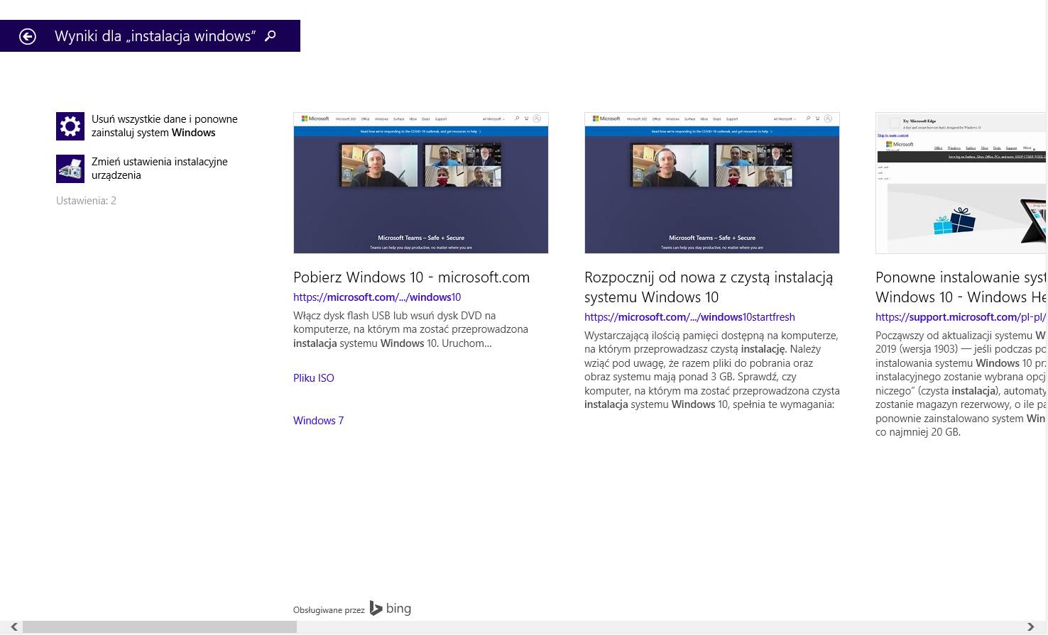 Integracja wyszukiwarki z usługą Microsoft Bing.