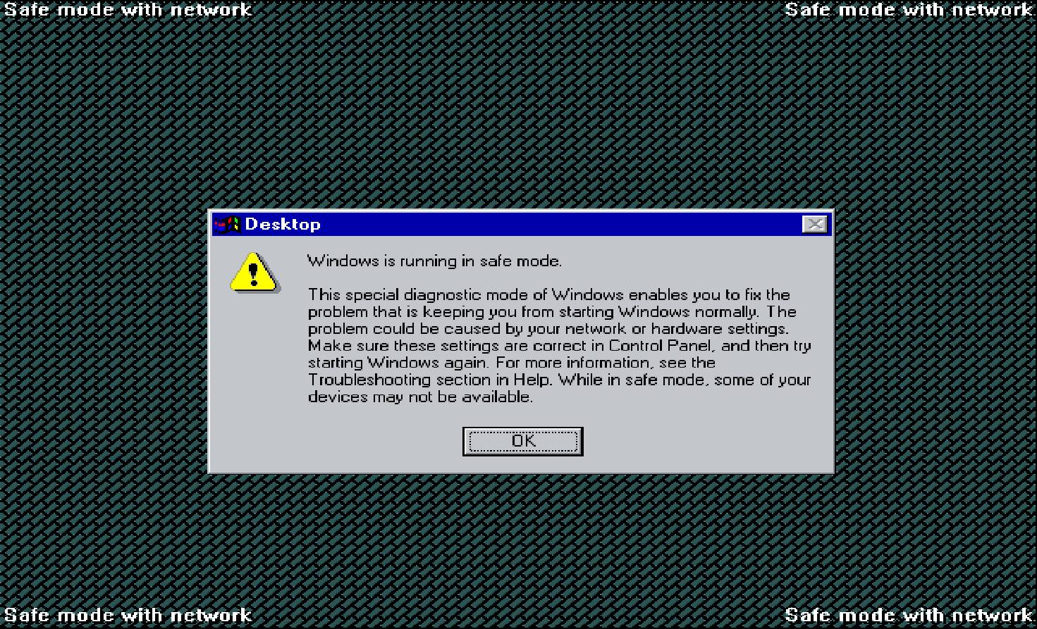 Tryb awaryjny w systemie Windows 95.