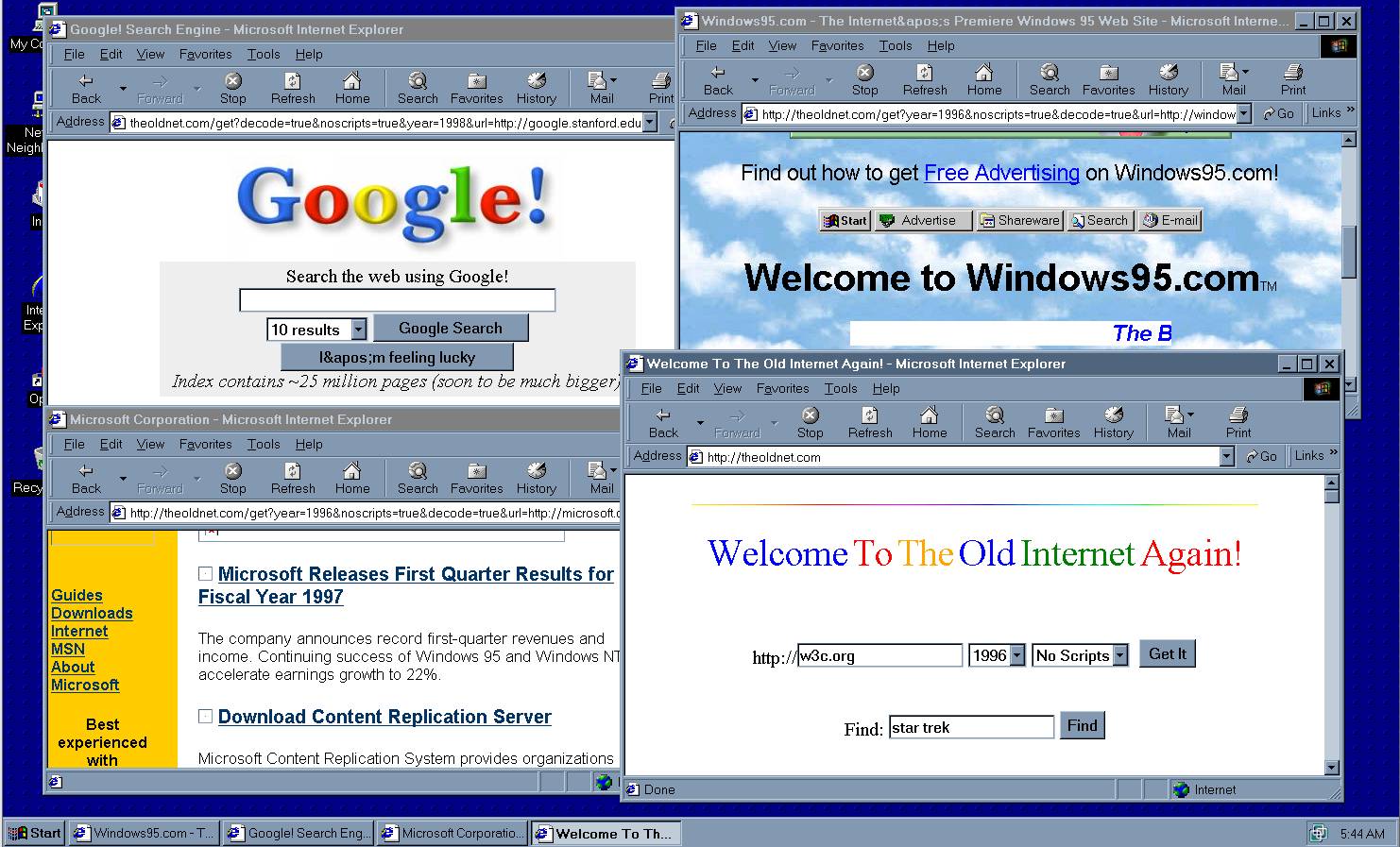 Strony internetowe otwarte w przeglądarce internetowej.