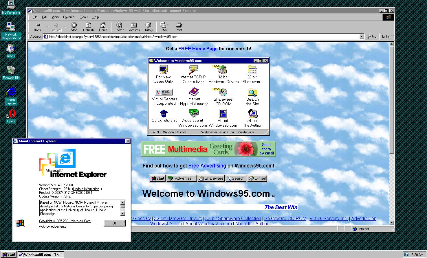 Przeglądarka Internet Explorer dołączona w późniejszych wydaniach systemu Windows 95.