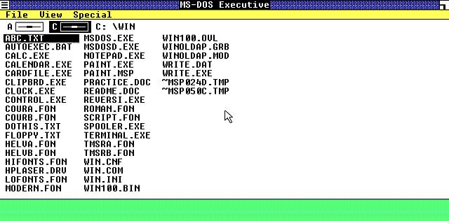 Ekran startowy systemu Windows 1.x.