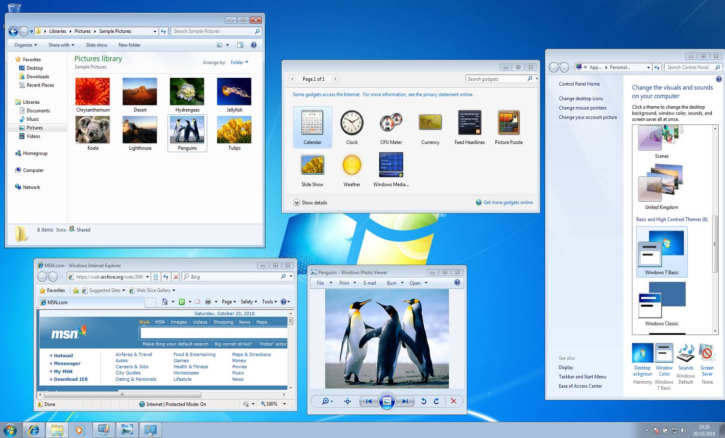 Standardowy motyw systemu Windows 7 (domyślnie włączony w wersji Starter i Home Basic, lub w przypadku braku zgodnej karty graficznej).