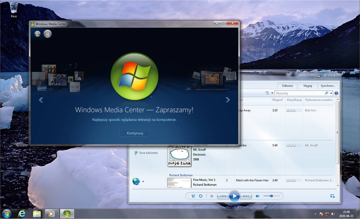 Aplikacja do odtwarzania strumienia TV oraz przeglądania mediów- Windows Media Center.