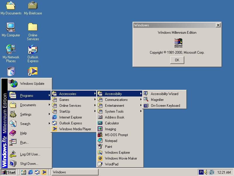 Pulpit systemu Windows ME.